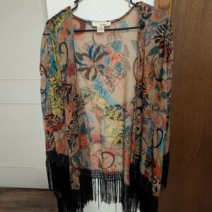 Sans Souci Multicolor Kimono With Fringe